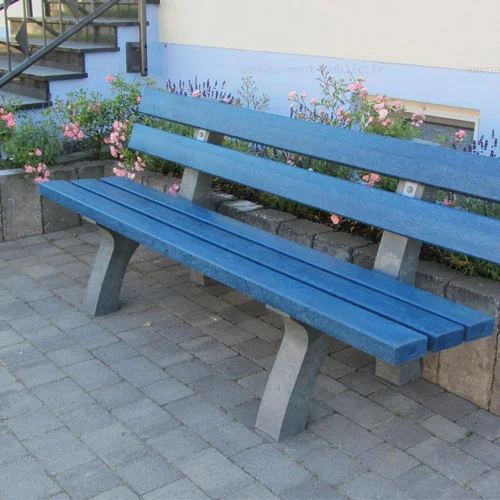 Lattes pour bancs publics en plastique recyclé de différentes couleurs